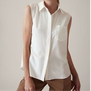 Athleta White Sleeveless Button Down Shirt - Size XXS